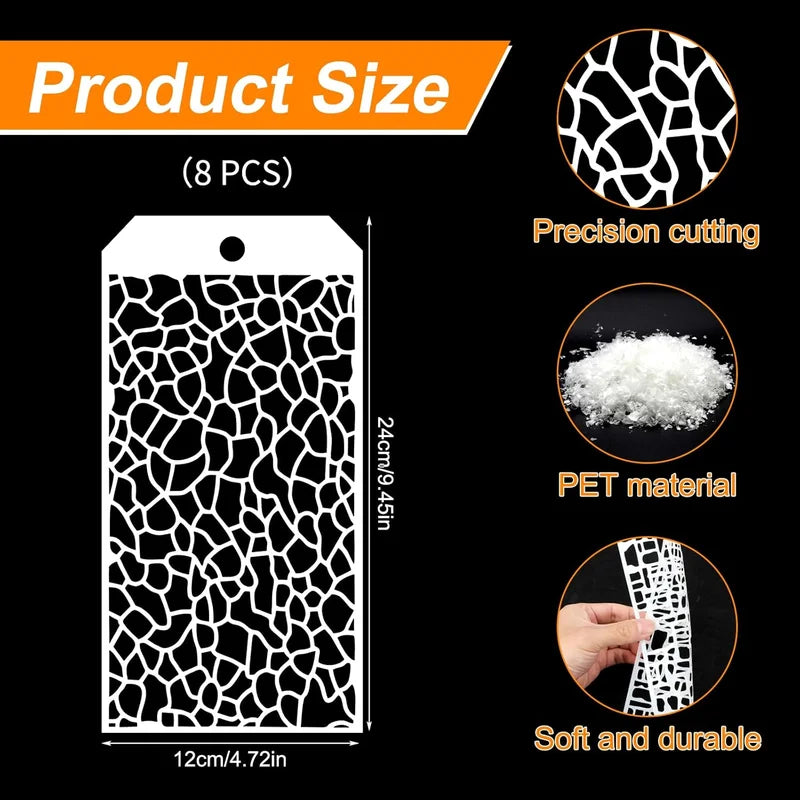 Texture Pattern Painting Stencil Set - 8 Reusable Wall, Wood, Fabric Decor