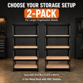 5-Tier Metal Garage Storage Shelving Unit with MDF Shelves - Heavy Duty Black & Green Options, 27.6W x 11.8D x 59.8H