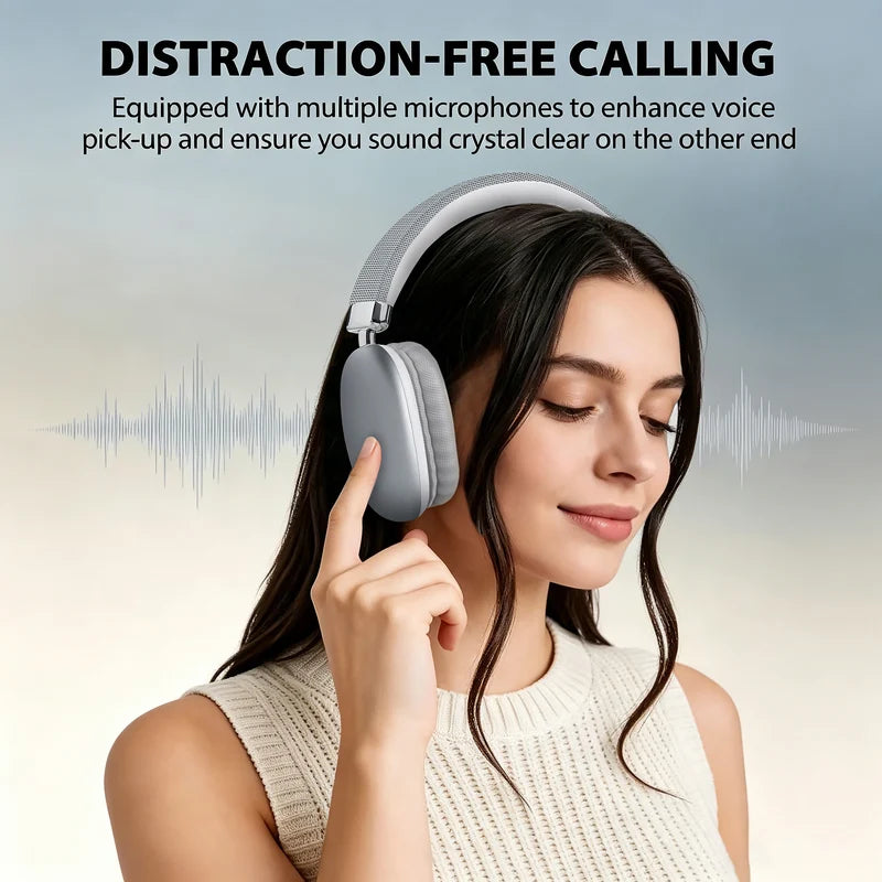 Wireless Over-Ear Headphones with Long Battery Life HiFi Music Gaming Mic for iPhone Android PC