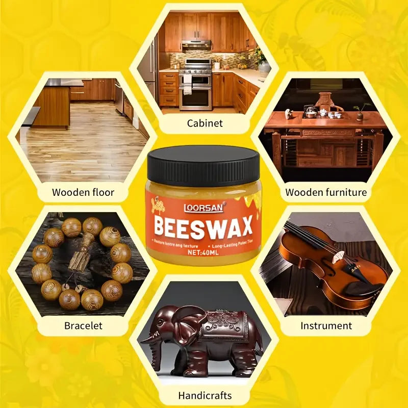 Natural Beeswax Wood Polish for Furniture and Floor Care - Restores Shine & Protects Solid Wood