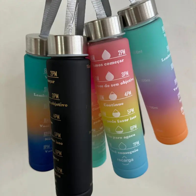 300ml Motivational Water Bottle with Capacity Markers and Wide Mouth - Multi Color