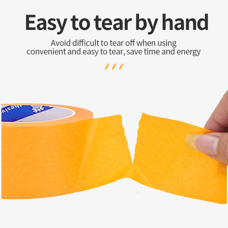 High-Strength Orange Masking Tape for Car Painting & Wall Protection - No-Trace Adhesive Crepe Paper