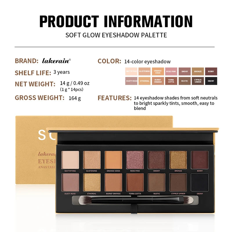 Earth Tone Eyeshadow Palette - Long-Lasting Pearl & Matte Colors, Multi-Color Makeup