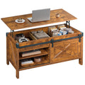 Lift Top Coffee Table with Hidden Storage and Sliding Barn Door - Modern Living Room Center Table
