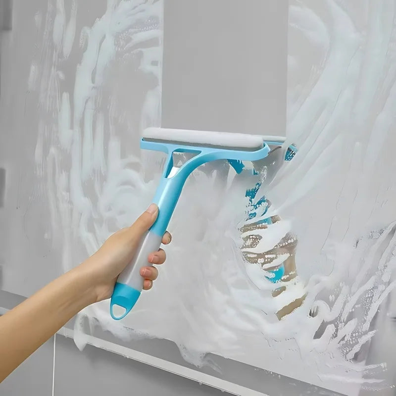 3-in-1 Window Cleaning Tool with Spray, Squeegee & Scrubber, No-Drip Design