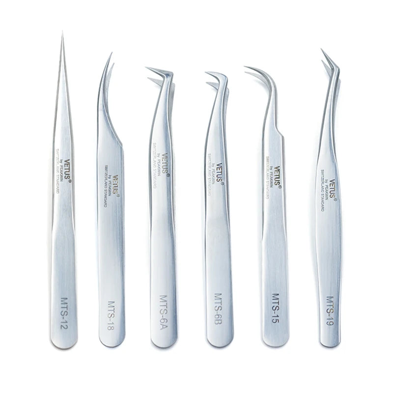 Eyelash Extension Tweezers MTS Series Anti-Static Ultra Fine Tip for 3D 6D Lashes
