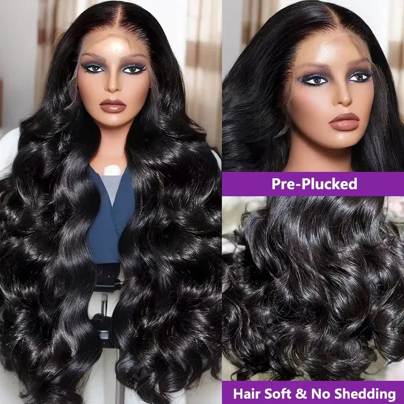 Body Wave Human Hair 13x4 HD Lace Frontal Wig - Pre Plucked, Full Lace, Black