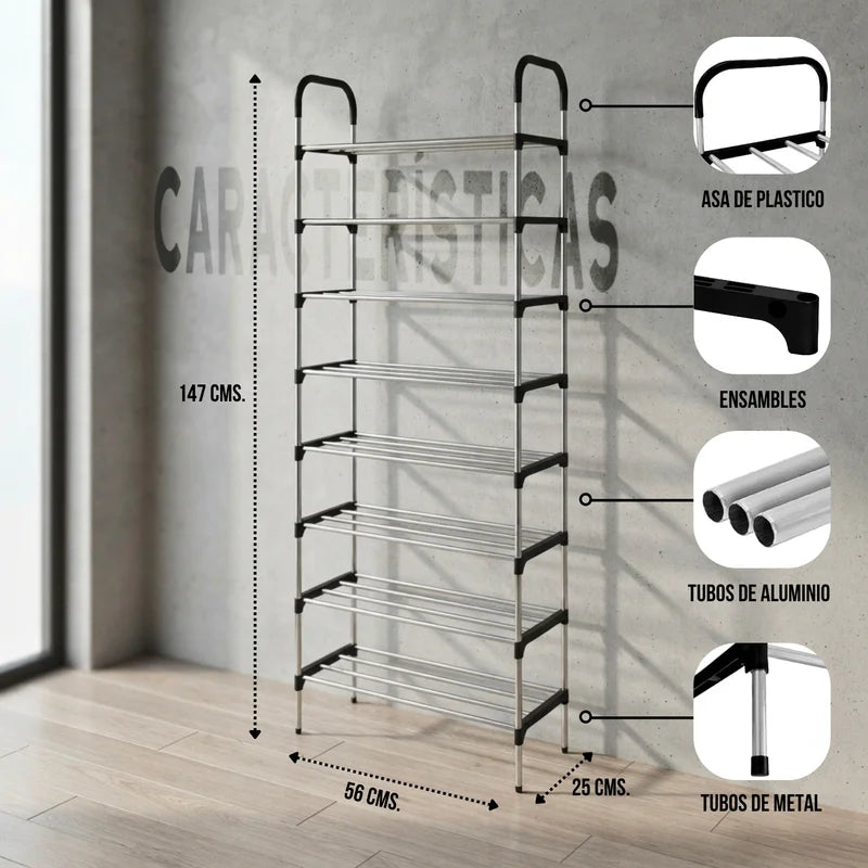 Modular Shoe Organizer with 5-8 Tiers - Adjustable Multi-Level Shoe Rack
