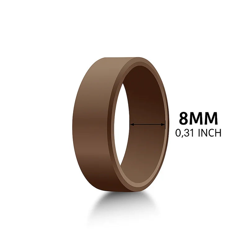 7-Pack Men's Silicone Wedding Bands - Hypoallergenic, 8mm Wide, Multi-Color