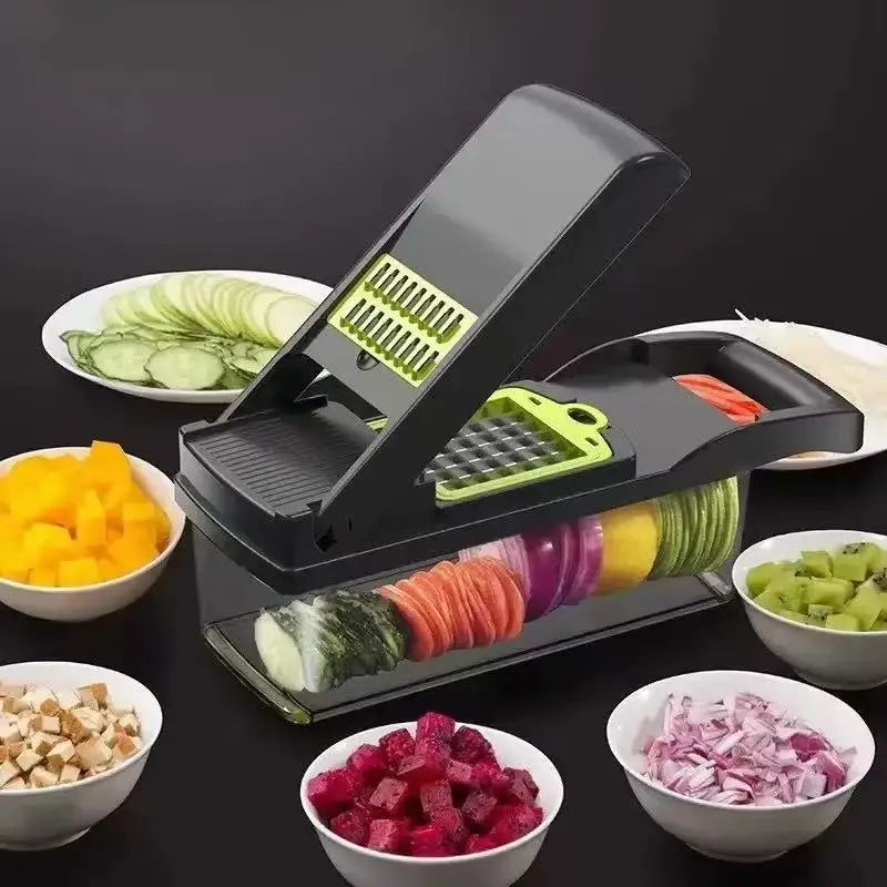 Multipurpose Kitchen Slicer and Food Cutter - 16-in-1 Stainless Steel Vegetable Grater and Chopper