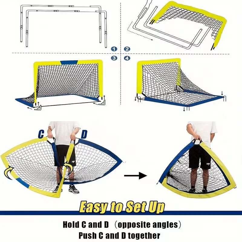 Portable 4x3 Soccer Goals Set for Backyard & Indoor Training
