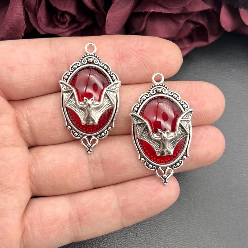 4pcs Gothic Vampire Bat Silver Plated Charm Pendants for Jewelry Making Halloween