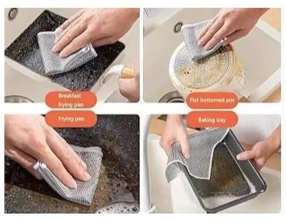 Metal Wire Cleaning Kit for Kitchen Stove and Cookware - 10 Cloths