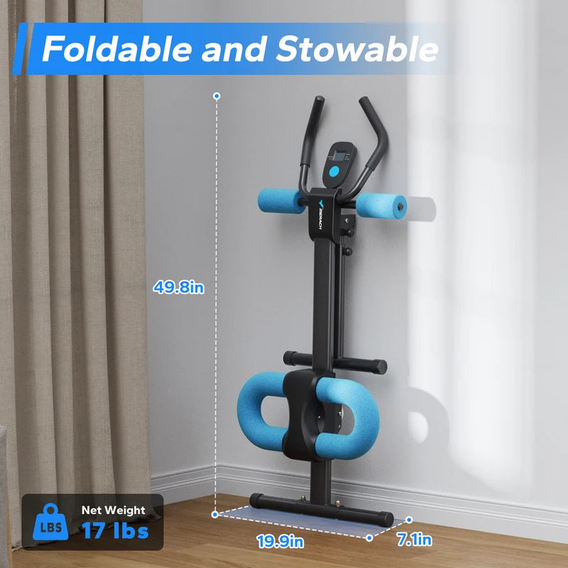 Adjustable Ab Workout Machine for Core and Stomach Exercise — Foldable, Knee Protection