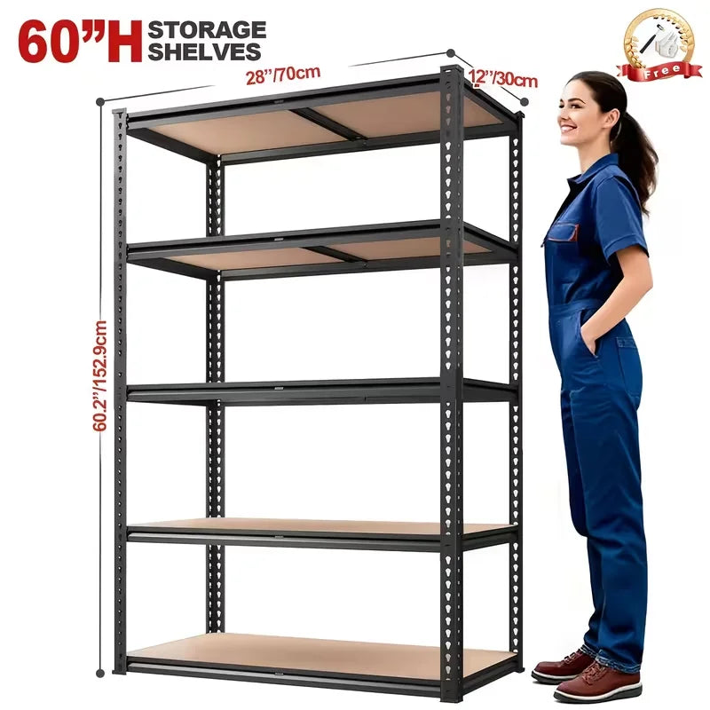 Heavy-Duty Metal Storage Rack - Adjustable Height, 2000 lbs per Layer