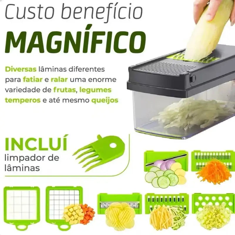 Multipurpose Kitchen Slicer and Food Cutter - 16-in-1 Stainless Steel Vegetable Grater and Chopper