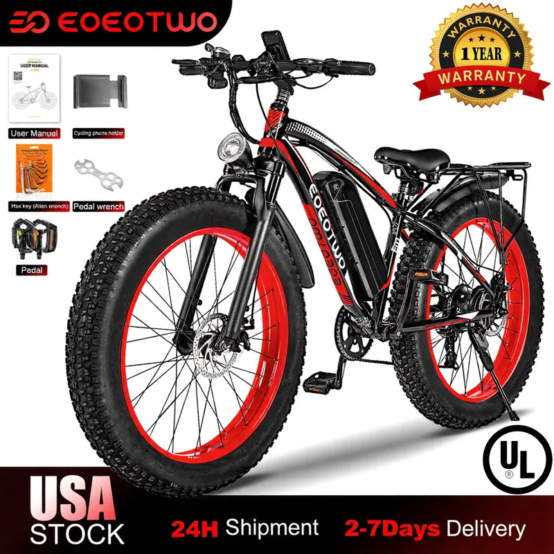 Electric Mountain Bike 1500W 34 MPH 60-Mile Range Fat Tire Off-Road E-Bike