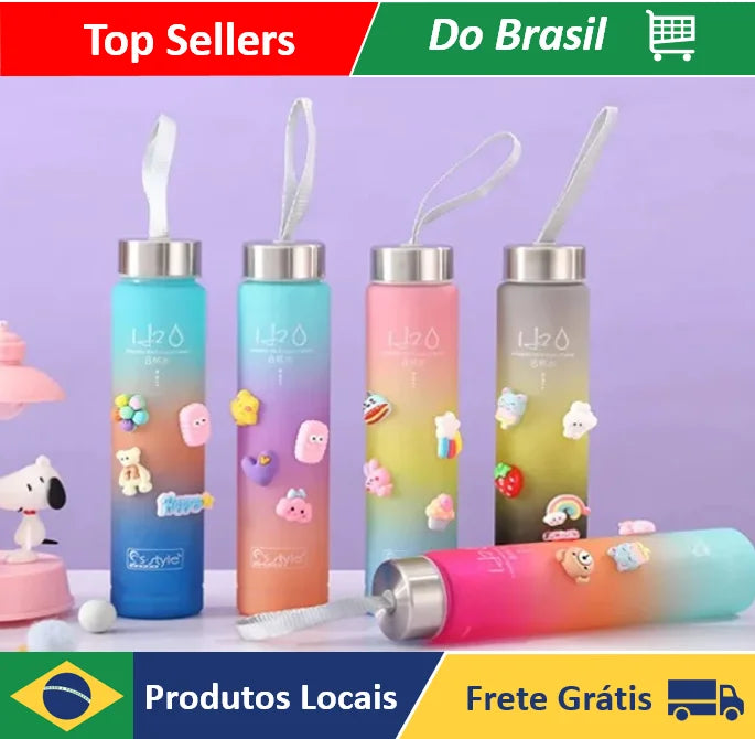 300ml Motivational Water Bottle with Capacity Markers and Wide Mouth - Multi Color