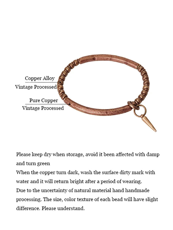 Unisex Copper Bracelet Viking Hammered Metal Jewelry Retro Oxidized Street Style Gift