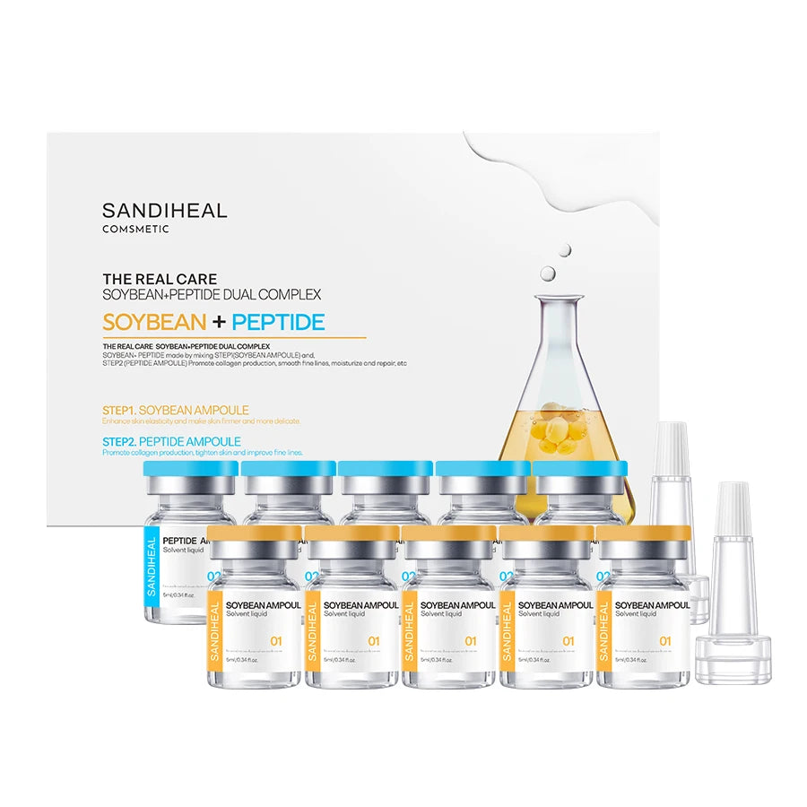 Face Serum with Hyaluronic Acid and Copper Peptides - Hydrating Anti-Aging Solution - 10 Vials