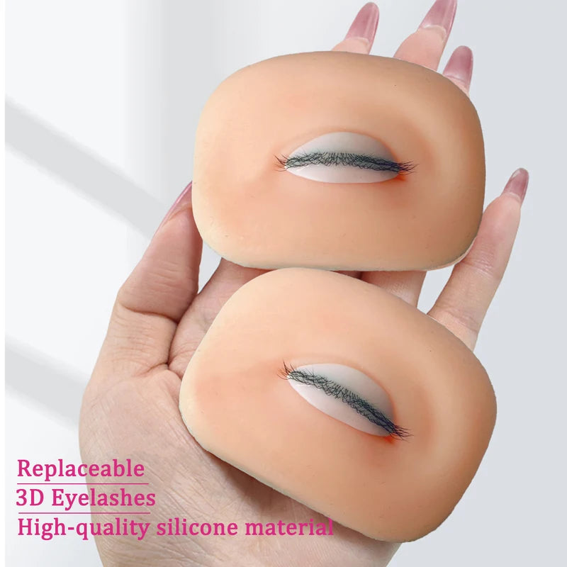 Eyelash Practice Mannequin Head Silicone Flat Doll Head for False Lash Training