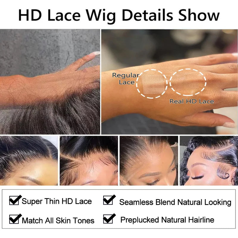 Human Hair Lace Front Wigs for Women 5x5 & 13x4 HD Transparent Lace - Natural, Pre Plucked, Full & Lustrous 22in