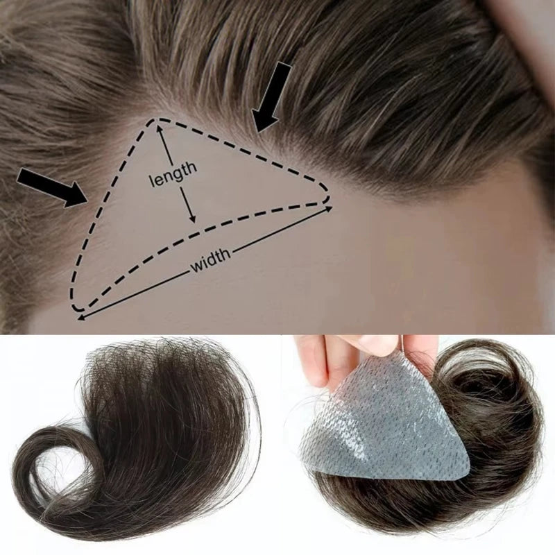 Invisible Hair Topper for Small Thinning Areas - Triangular PU Base, Human Hair, Discreet Cover for Hair Loss