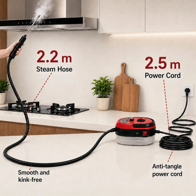 Portable Handheld Steam Cleaner for Kitchen Bathroom Floor Upholstery with Brush Heads