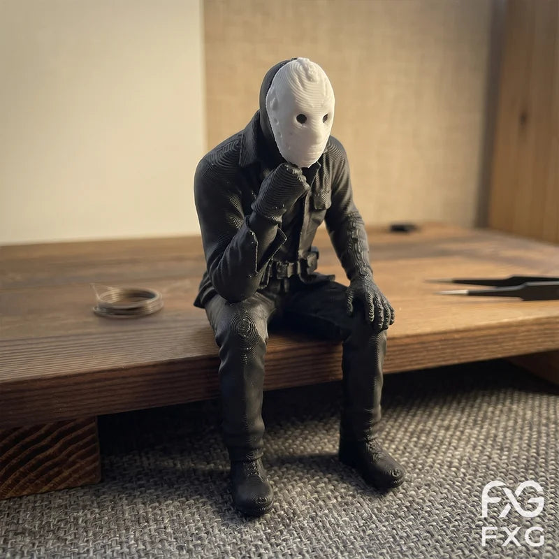 Contemplative Figure Desk Decor - Modern Style Sculpture for Gamers & Gift