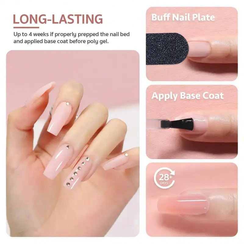 Poly Extension Gel Nail Kit with 6 Colors - UV Soak Off Builder Manicure Set