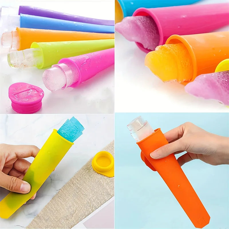 6-Pack Reusable Silicone Ice Pop Molds for Homemade Lollies and Frozen Desserts