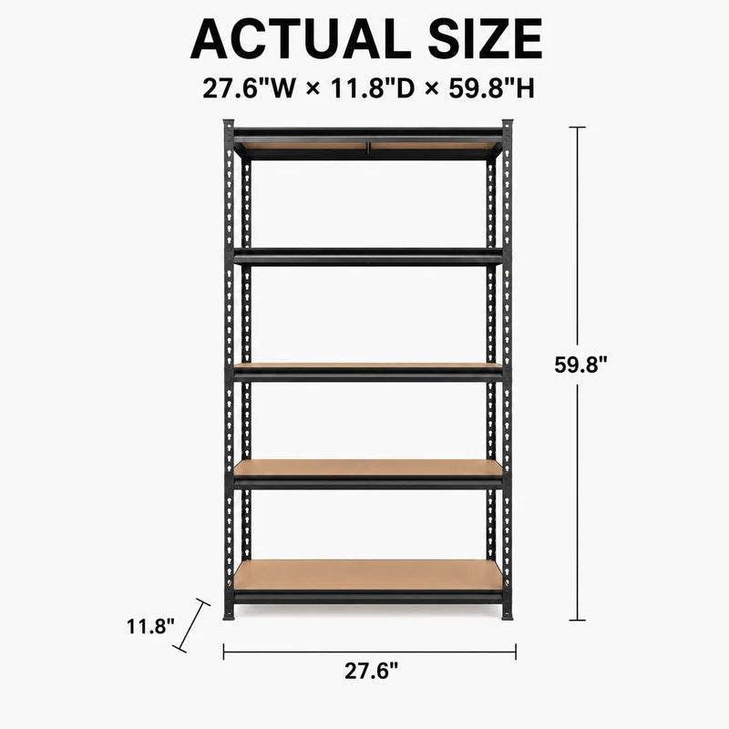 Heavy Duty Metal Garage Shelving Unit with MDF Boards - 60 Inches Tall, Adjustable Utility Storage Rack, 2200 LBS Capacity, 1 or 2 Pack