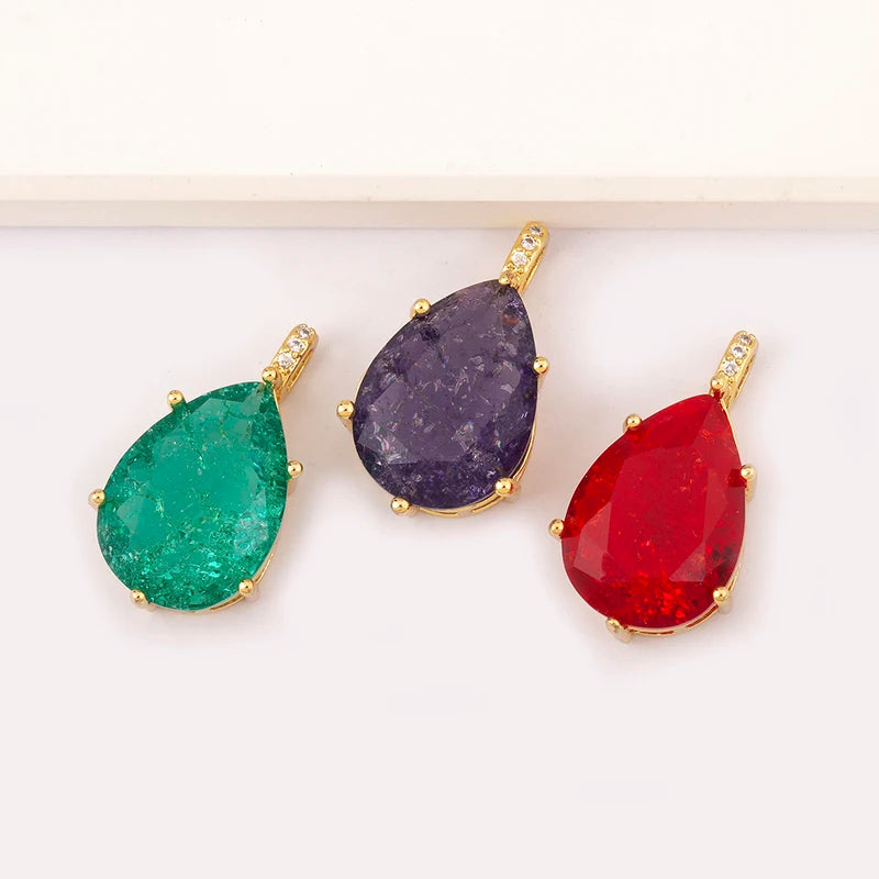 Waterdrop Shape Zircon Charm Pendant for Jewelry Making - DIY Necklace Findings