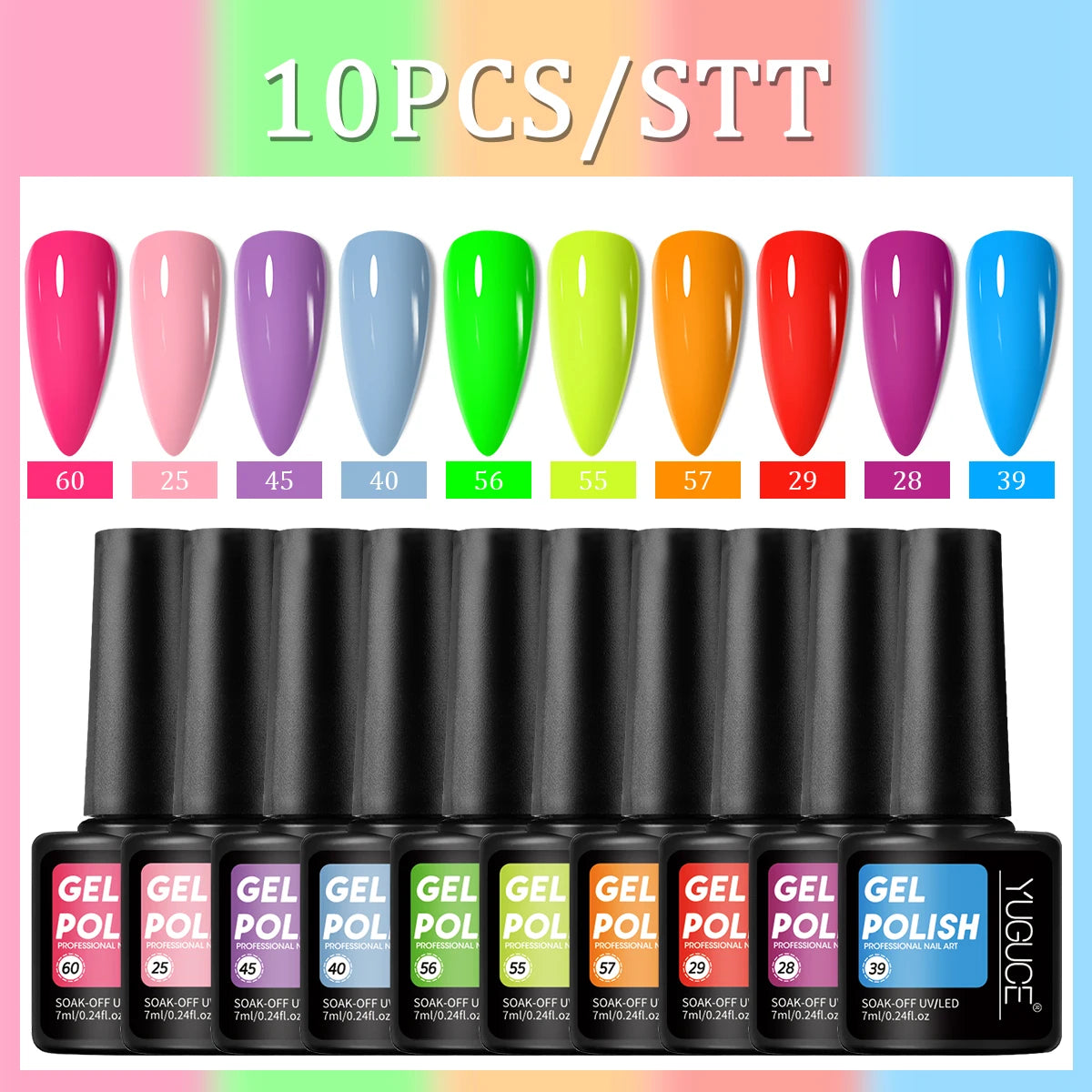 Multicolor Nail Polish Gel Set - No Irritating Smell, Home Use, 10 Pieces