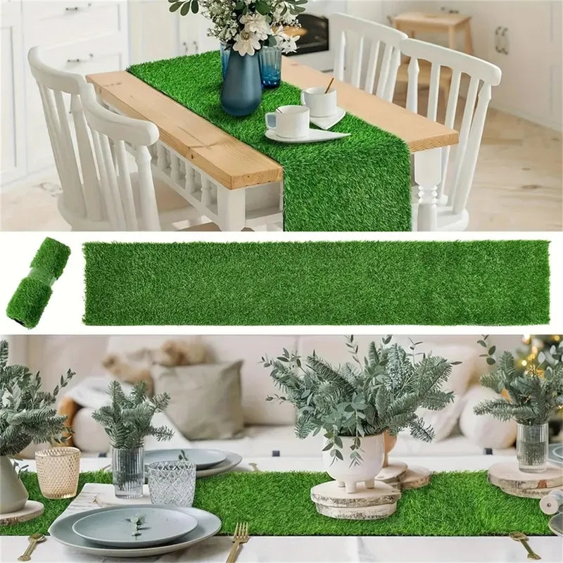 Artificial Grass Runner for Table Decor - Durable Easy-Clean Rectangular Cover for Events