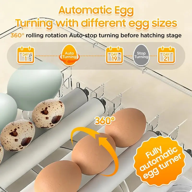 Fully Automatic Egg Incubator for Hatching Chicken Ducks & Geese - Auto Temp Water Turn