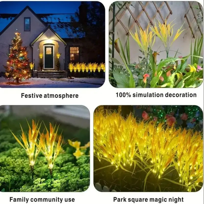 Outdoor Solar Wheat Pathway Lights - Waterproof Dusk-to-Dawn Garden Decor