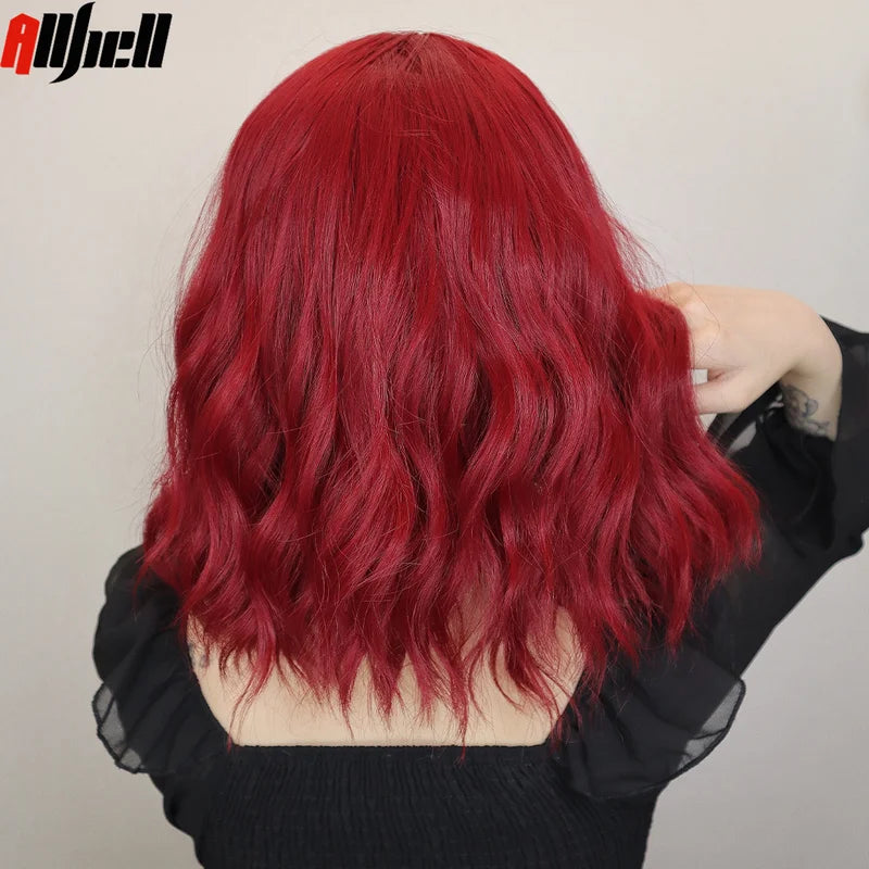 Colorful Short Curly Wigs with Bangs for Cosplay & Parties - Heat-Resistant Synthetic Hair