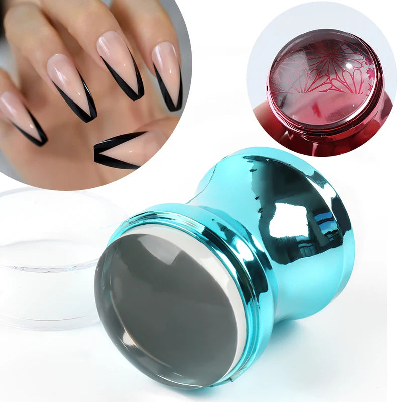 Mirror Nail Stamper Set with Silicone Transfer Templates for French Manicure DIY