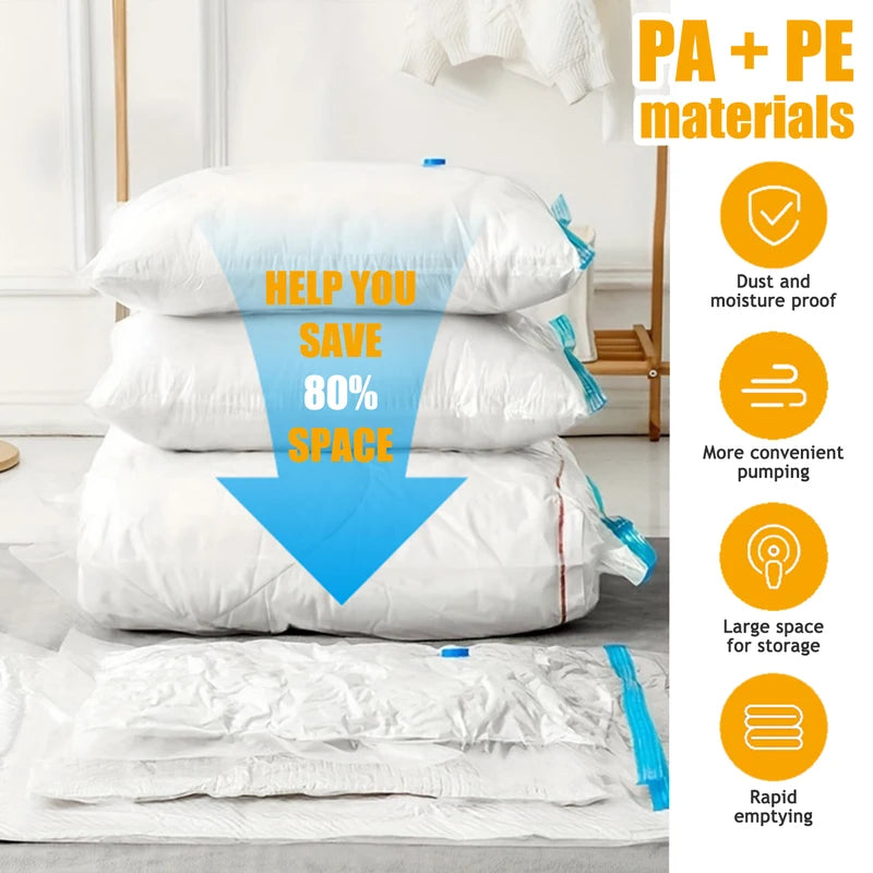 Vacuum Storage Bags with Electric Pump - Space Saving, Multiple Sizes