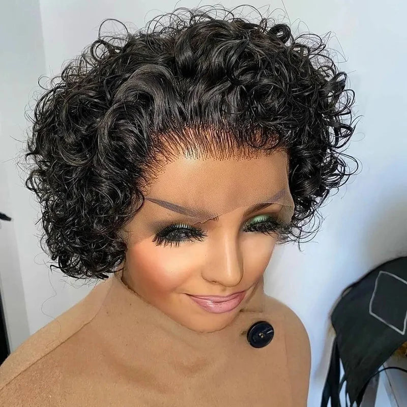 Pixie Cut Human Hair Wig 13x1 Lace Frontal Short Bob for Black Women