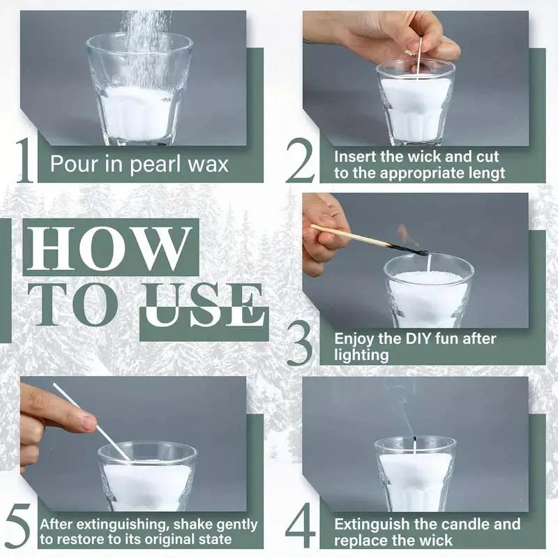 Pearl Candle Wax with Wicks Set - DIY Candle Making Kit for Weddings & Parties