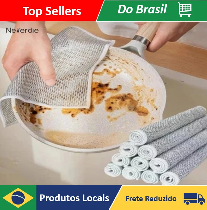 Metal Wire Cleaning Kit for Kitchen Stove and Cookware - 10 Cloths