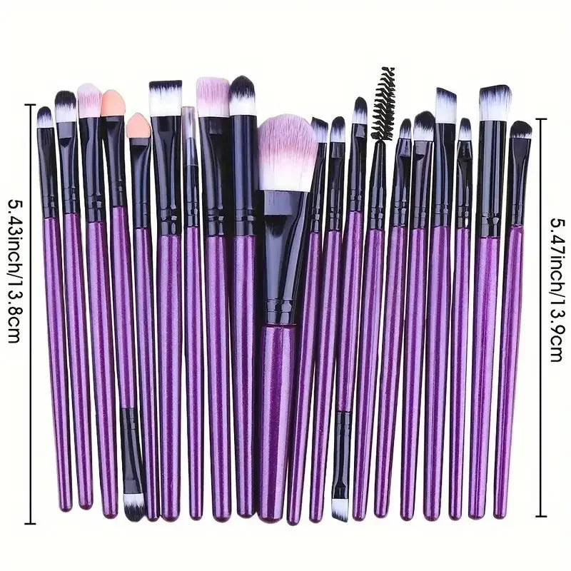 20-Piece Makeup Brush Set with Eyeliner, Blending & Foundation Brushes