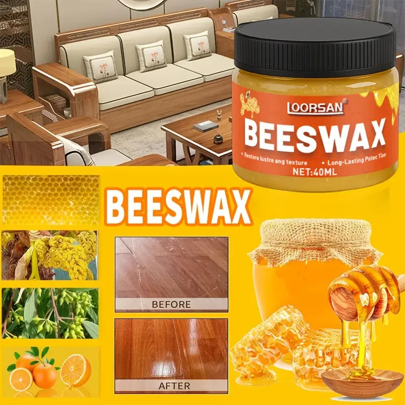 Natural Beeswax Wood Polish for Furniture and Floor Care - Restores Shine & Protects Solid Wood