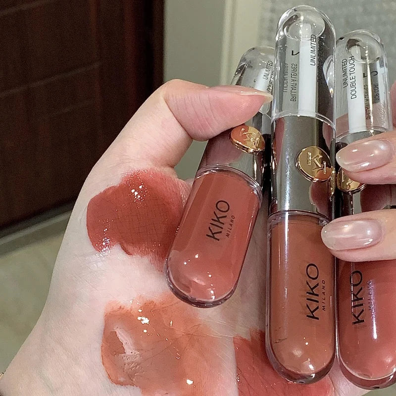 Double Headed Lipstick Mirror Non-Fading Lip Gloss Cup Makeup Tool