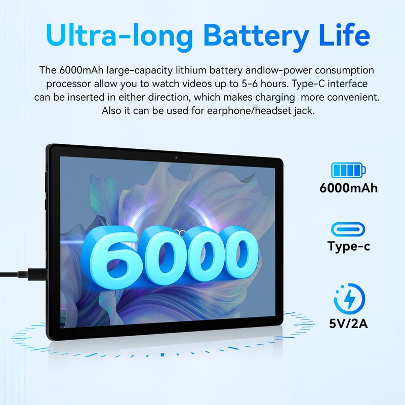 10.1 Inch Android Octa Core Tablet 24GB RAM 64GB Storage 8MP Camera Support TF Card