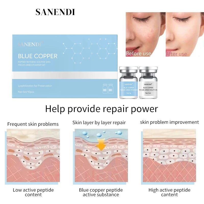 Face Serum with Hyaluronic Acid and Copper Peptides - Hydrating Anti-Aging Solution - 10 Vials