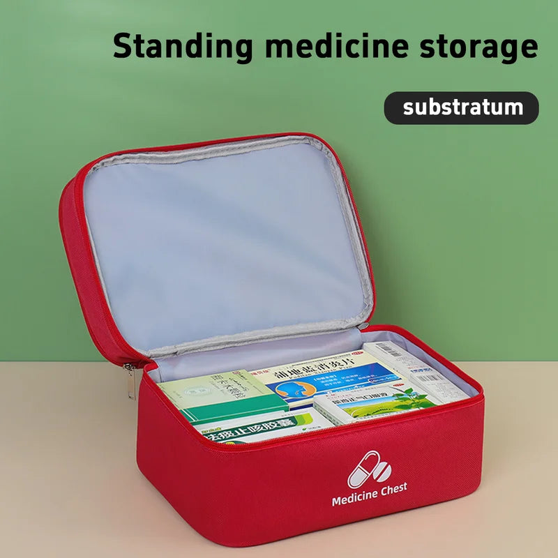 Large Capacity Double-Deck Medical Bag Emergency Kit Portable First Aid Storage