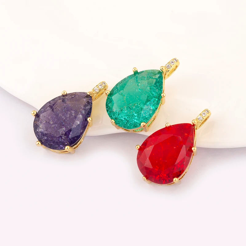 Waterdrop Shape Zircon Charm Pendant for Jewelry Making - DIY Necklace Findings